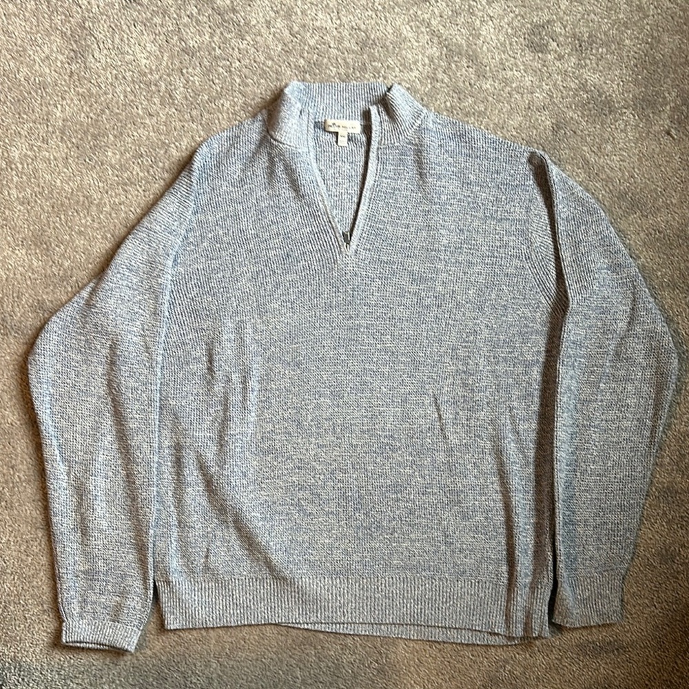Peter Millar Gray V-Neck Sweater Classic Knit